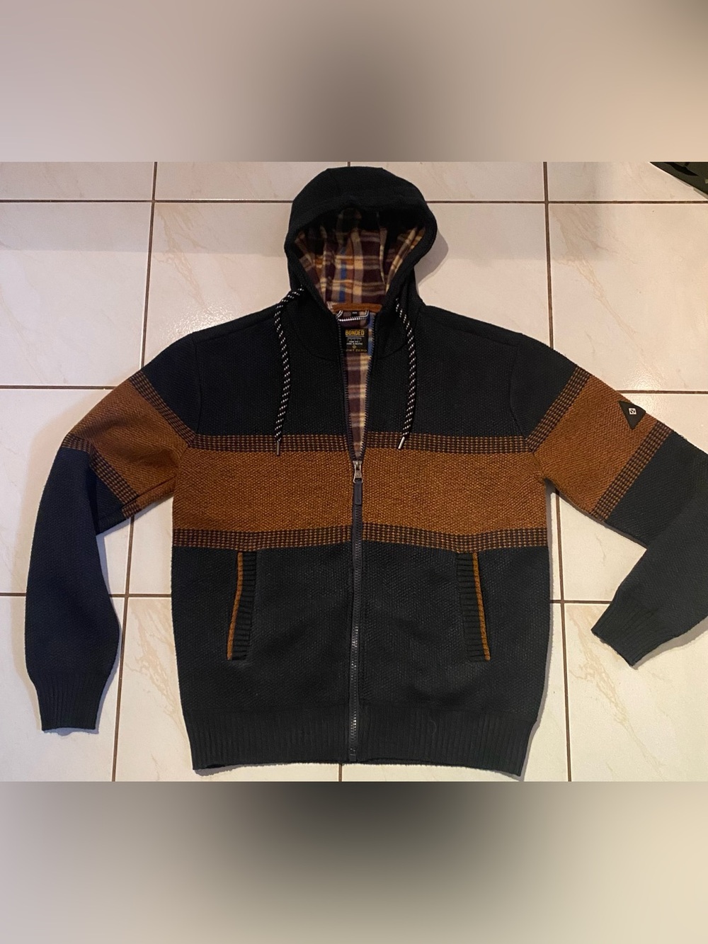 Men's Zip-Up Hooded Sweater Jacket, Bonded collection Point Zero